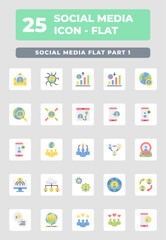 Social Media Flat Icon Style Design 