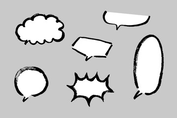 色々な形の筆文字の吹き出しセット
