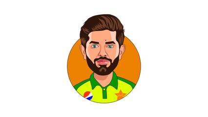 person screaming in megaphone, person screaming , person shouting, babar azam, cartoon avatar, circle background, cartoon portrait, vector portrait, vector art, yellow, green, digital art, 