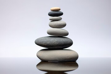 A balanced zen stack of rocks on a table created with Generative AI technology