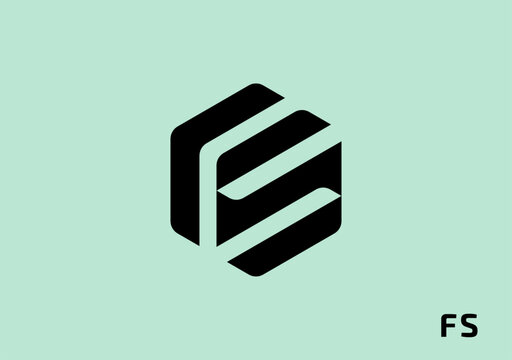 monogram logo letter FS based on geometric hexagon shape