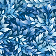 abstract blue leaves seamless pattern leaves in blue and white. Seamless abstract botanical pattern