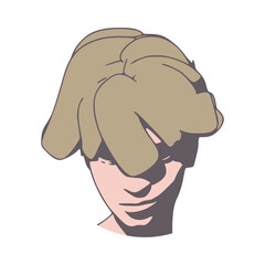 Young woman face front view. Elegant silhouette of a female head.