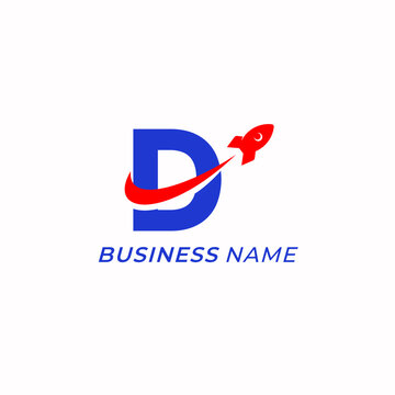 design logo letter D and rocket launch