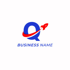 design logo combine letter Q and rocket launch