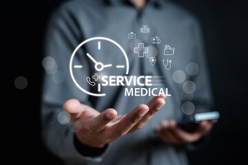 Medical Service in hospital concept. Nonstop service treatment service and healthcare medical, health and access healthcare.