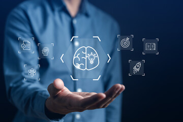 E-learning educate and graduation concept. study knowledge to creative thinking idea and problem...