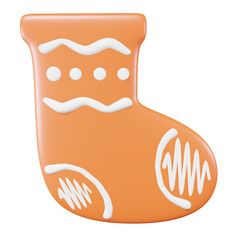 ginger bread with sock shape in 3d render design.