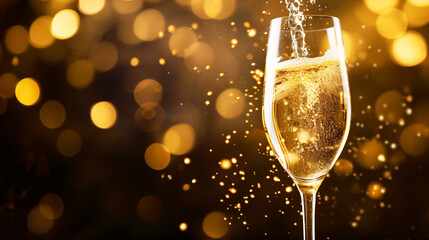 シャンパン、スパークリングワイン、ワイングラスに注がれたゴールドの炭酸ドリンク