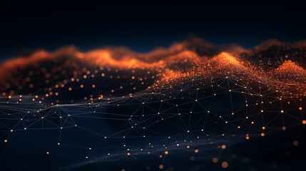 Abstract technology particles mesh background, copy space, 16:9