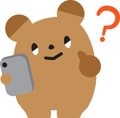 スマホでネットサーフィンして迷っているくま