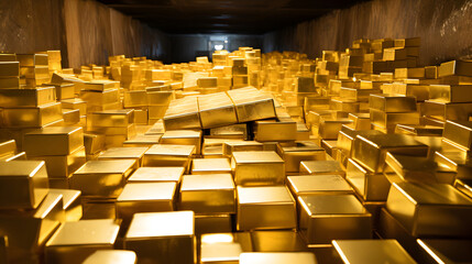 gold bars background, pile of gold bullion