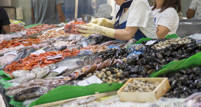Fresh seafoods at the market