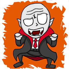 Halloween Vampire, Dracula Cartoon PNG Sublimation