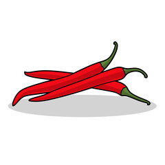 Vector illustration of red hot chili pepper isolated on white background