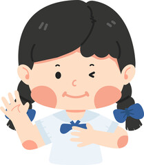 Kid girl Making a Promise hand on chest