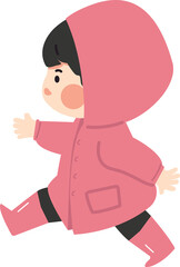 Cute kid wear raincoat cartoon
