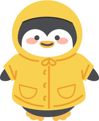 cute adorable penguin wearing a yellow raincoat