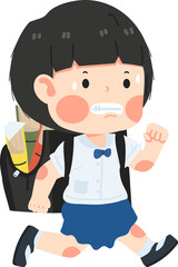 Cute girl with backpack running to school