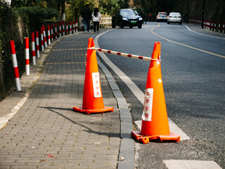 traffic cones on the road