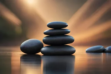 Foto op Plexiglas zen stones on the beach © Jacob Lund