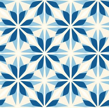 Seamless pattern featuring intricate blue elements on a white background. Ideal for textile design, wallpapers, and decorative purposes