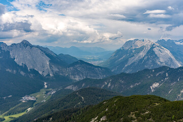 Naklejka na ściany i meble View over the Tirol Alpes near Seefeld in Austria 
