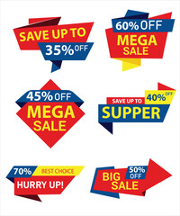 Retail sale tags. Cheap price flyer, best offer price and big sale pricing tag badge design. Limited sales offer label or store discount banner card isolated vector icons collection