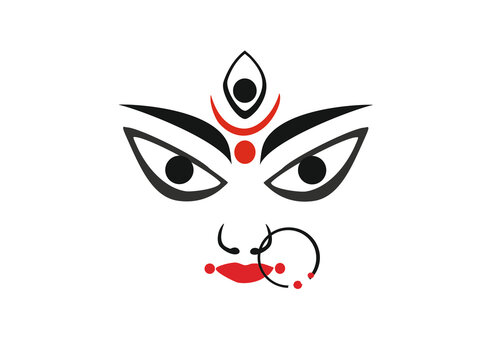 durga puja face of goddes durga illustration white back ground

