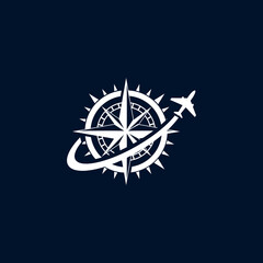 explorer with compas and plain design logo