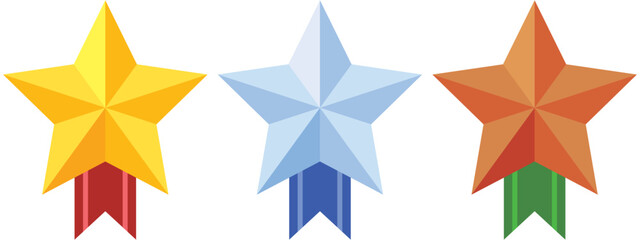 Vector illustration of star set with ribbon