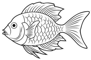 Fish coloring page illustration for kids. Generative AI
