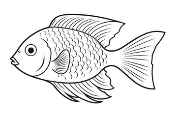 Fish coloring page illustration for kids. Generative AI