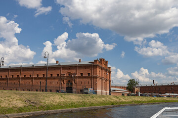 June 15, 2023, Saint Petersburg, Russia - tour boats The historic district of the city Saint Petersburg, Russia - tour boats The historic district of the city