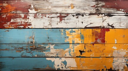 wood planks with colorful paint. Generative AI