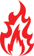 Fire icon red color. Symbol or emblem. Vector illustration