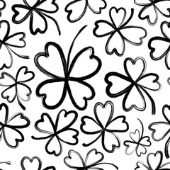 Fototapeta premium floral herbal seamless abstract pattern background fabric fashion design print digital illustration art texture textile wallpaper colorful image apparel repeat graphic details black and white