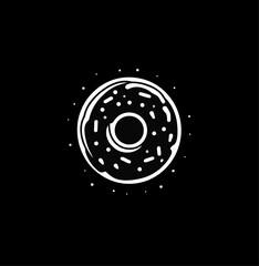 donut food illustration logo, line art style