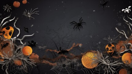 Fototapeta premium Festive Halloween Party Border Design, generative AI