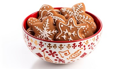 Gingerbread Cookies in a bowl isolated on white background