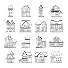 House doodle hand drawn vector set