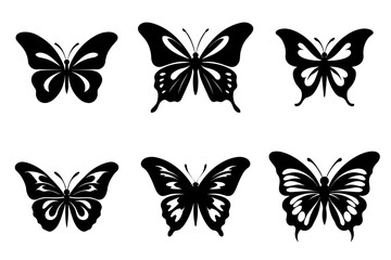 Butterfly silhouettes collection, vector illustration