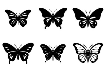 Butterfly silhouettes collection, vector illustration