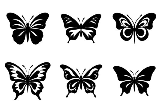 Butterfly silhouettes collection, vector illustration