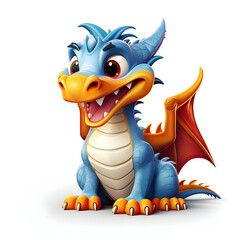 little cute dragon cartoon style on white background