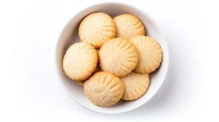Sugar Cookies in a bowl isolated on white background top view