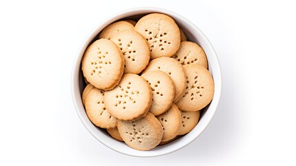 Sugar Cookies in a bowl isolated on white background top view