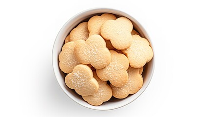 Sugar Cookies in a bowl isolated on white background top view