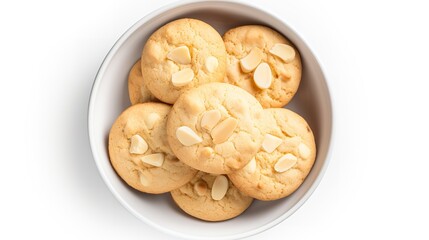 White Chocolate Cookies isolated on white background top view