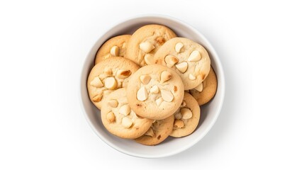 White Chocolate Cookies isolated on white background top view